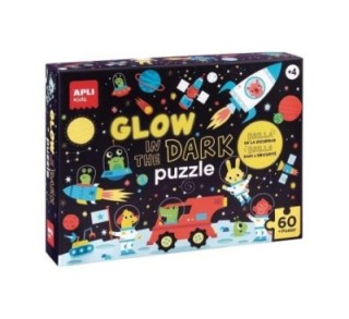 puzzle 60 pz. apli kids glow in the dark espacio