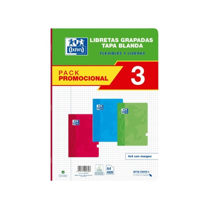 pack 3 libr. grap. oxford classic a4 48h 4x4 stdo