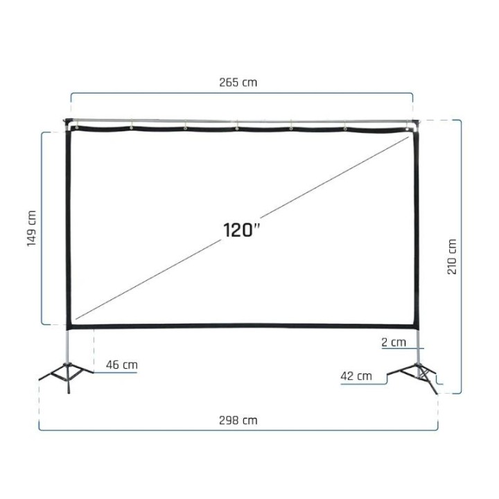 iggual pantalla exterior portable 120" 265x149 cm