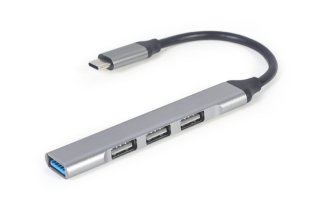 concentrador gembird usb tipo c   4p  usb3 x 1 puerto, usb2 x 3 puertos  silver