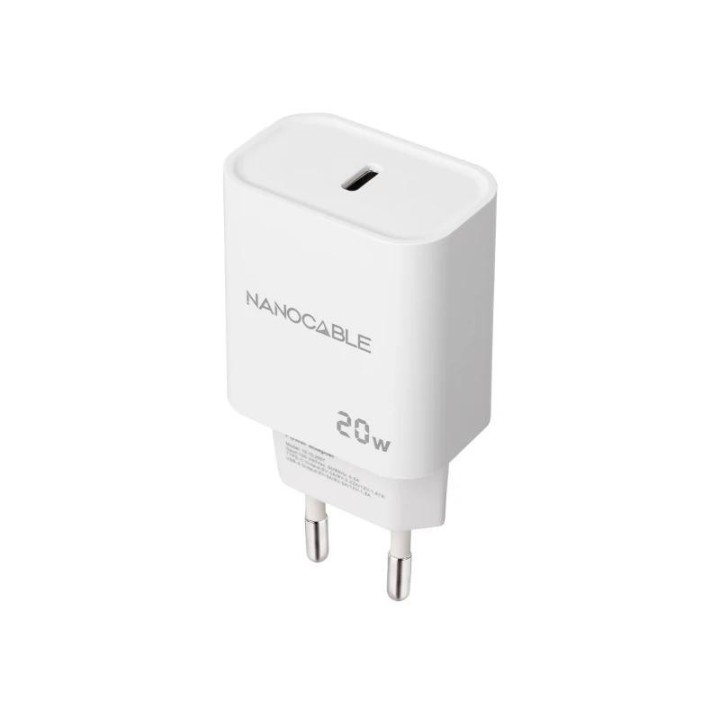 nanocable cargador pared usb c pd 20w blanco