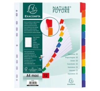 sep. cart. exacompta a4+ 12pos. 160gr bl+pest col.