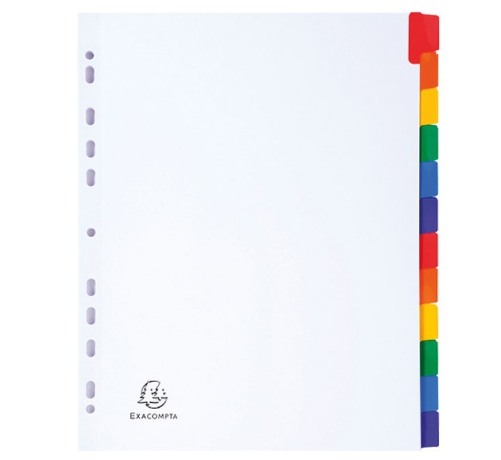 sep. cart. exacompta a4+ 12pos. 160gr bl+pest col.