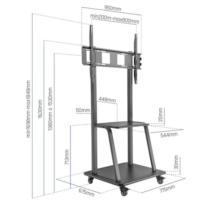 iggual goliat soporte tv con ruedas 37" 100" 150kg