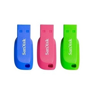 sandisk memoria usb 2.0 sandisk 16gb cruzer blade pack 3 azul   verde   rosa