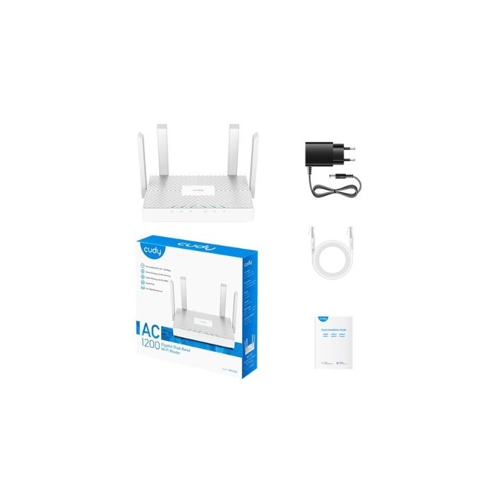 wireless router cudy wr1300e ac1200 gigabit 3 p.gigabit 4 stream dual band wifi 5 50 disp