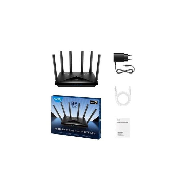 wireless router be6500 cudy wr6500h 6 stream dual band 2.5g wifi 7 200 disp.