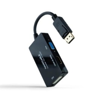 nanocable conversor dp a hdmi/dvi/vga negro 20 cm