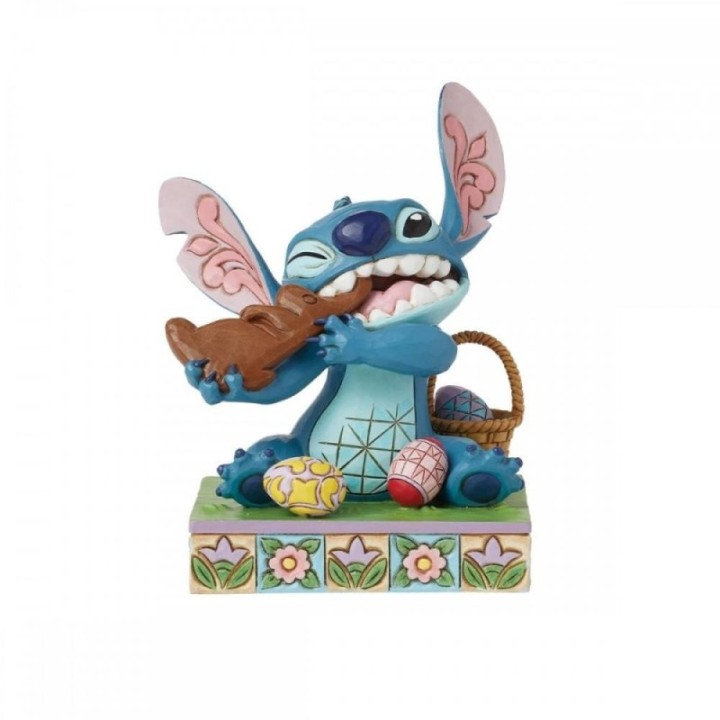 enesco figura enesco diseny stitch comiendo conejo de chocolate con huevos