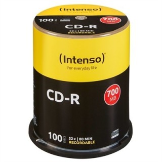 intenso tarrina de cd   r virgenes intenso 700mb   80 min tubo 100 unidades