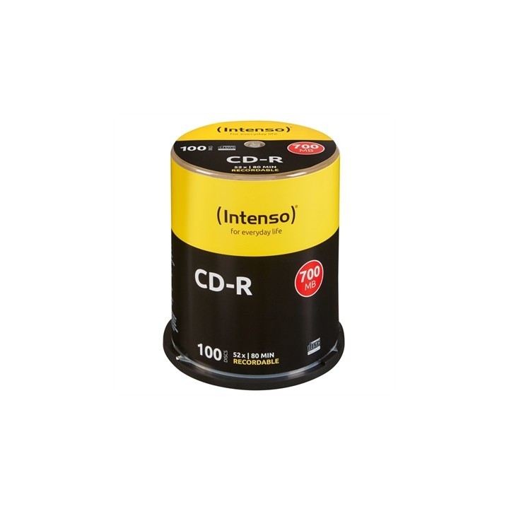 intenso tarrina de cd   r virgenes intenso 700mb   80 min tubo 100 unidades