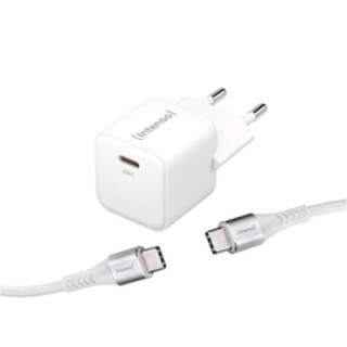 intenso cargador pared intenso gan w30c usb tipo c blanco + cable usb tipo c