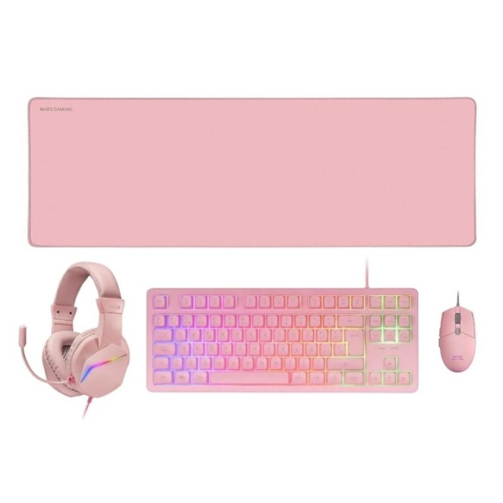 mars gaming teclado + raton 4 en 1 mars gaming mcp   rgb3p rosa