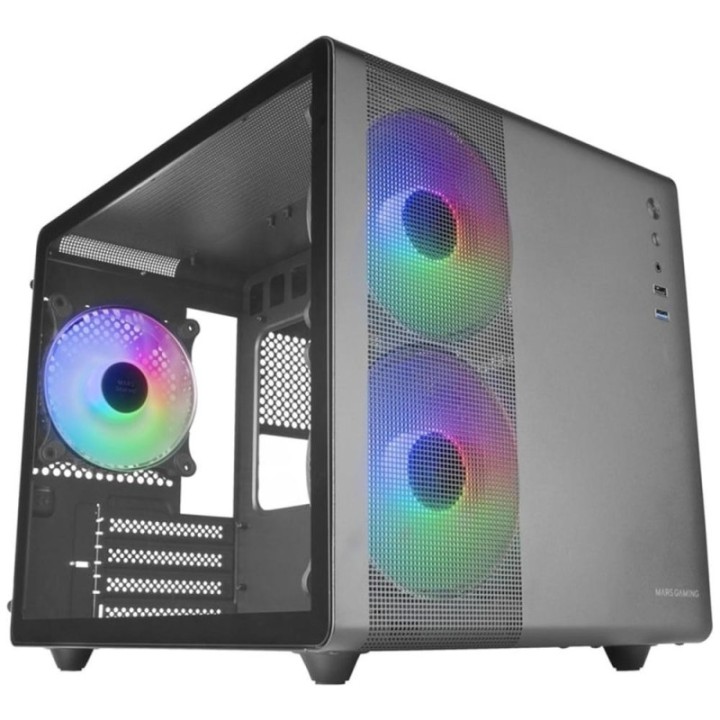 mars gaming caja ordenador mars gaming mc400 m   atx frgb cristal templado negro