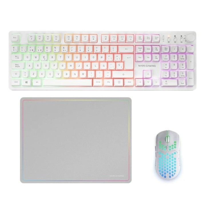 mars gaming teclado + raton mars gaming mcpwxwes rgb blanco