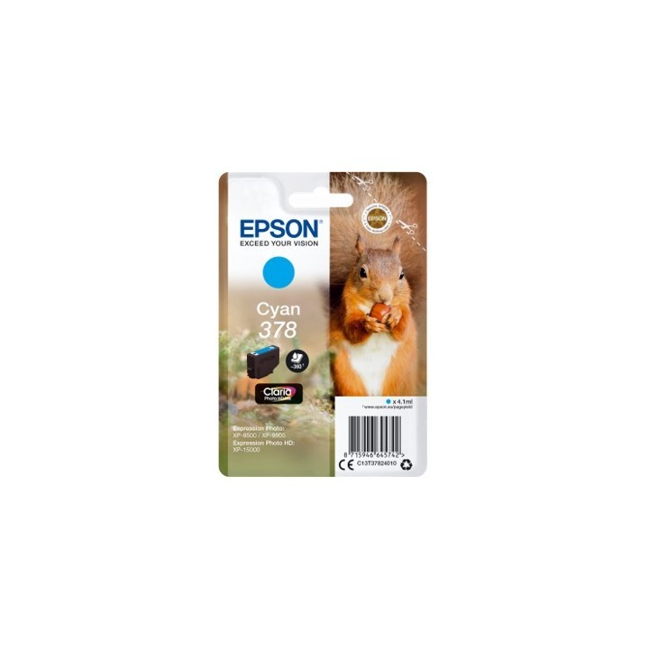 epson cartucho tinta epson c13t37824010 singlepack cian 378 claria photo hd ink xp   8500 ardilla