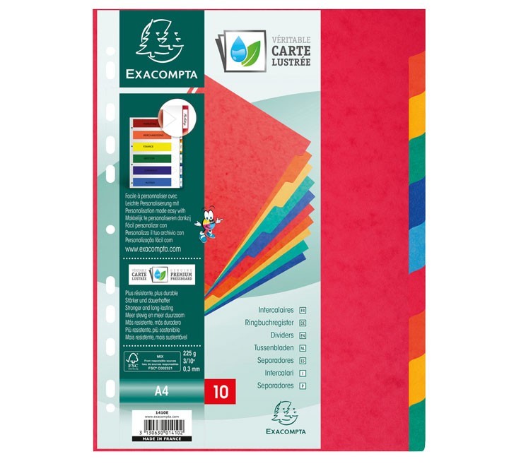 sep. cart. exacompta a4 10pos. multitalad. color