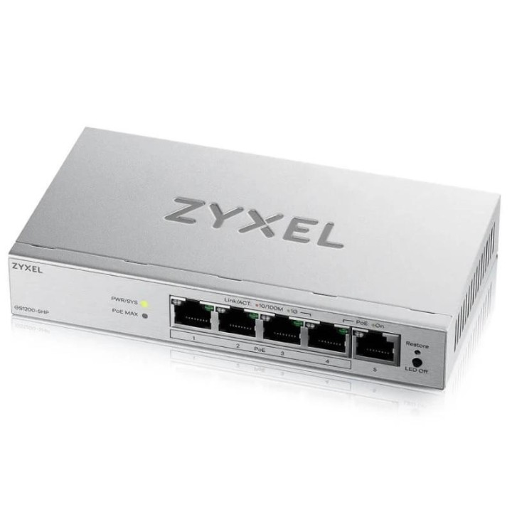 zyxel gs1200 5hpv3 switch 5xgb  4xpoe+  68w