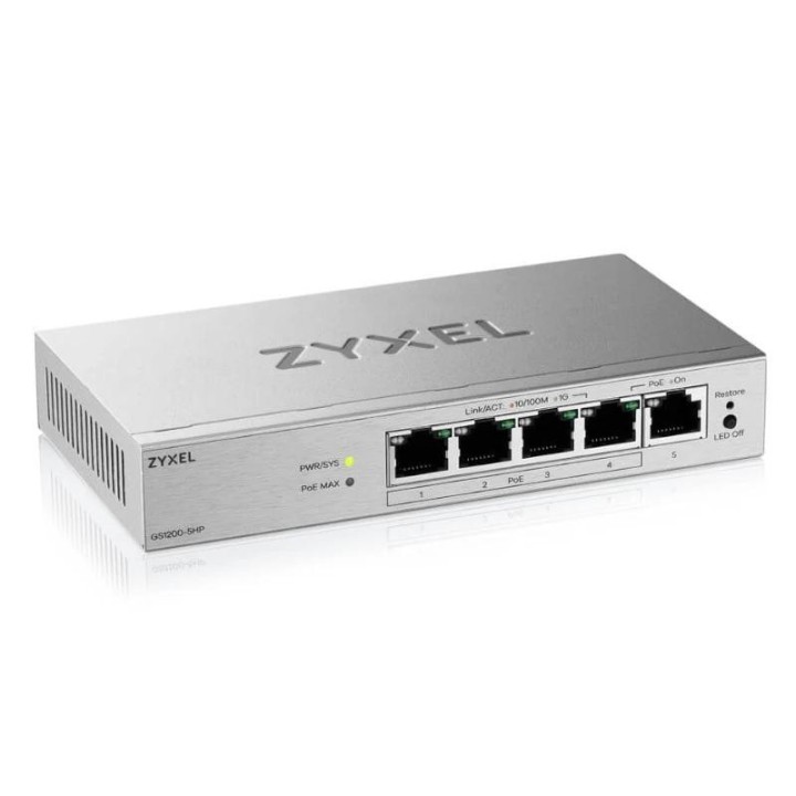 zyxel gs1200 5hpv3 switch 5xgb  4xpoe+  68w