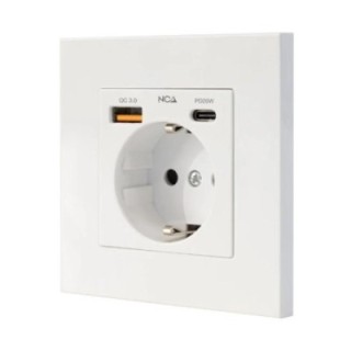 nanocable base pared toma schuko 2usb c pd20w