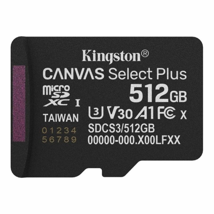 kingston tarjeta memoria micro secure digital sdxc 512gb kingston canvas select plus clase 10 uhs