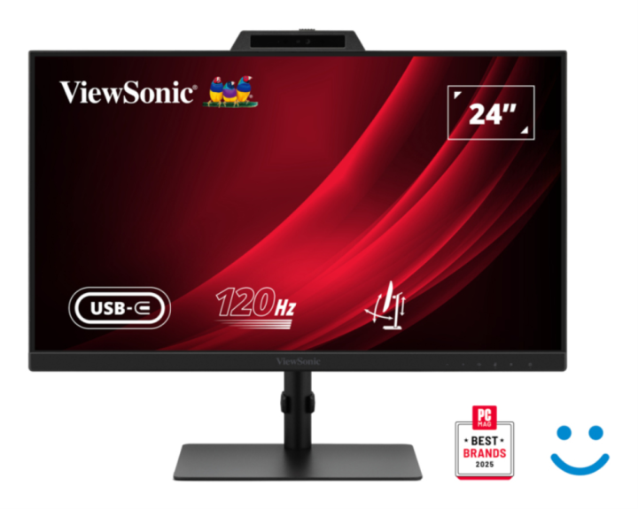 monitor viewsonic 24" vg2441v fhd 120hz ips hdmi ddp wcam usb usb c multi ajust