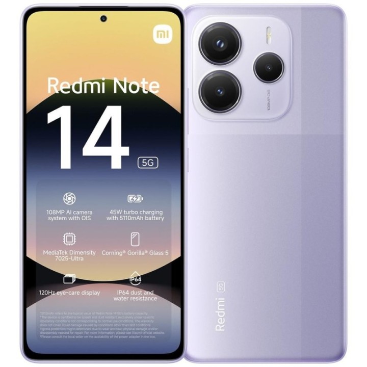 xiaomi movil xiaomi redmi note 14 5g 8   256gb lila