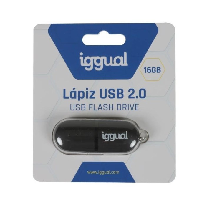 iggual l?piz usb 2.0 16gb pen16 negro con tapa