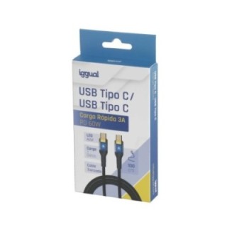 iggual cable usb c a tipo c 3a 100 cm trenzado led