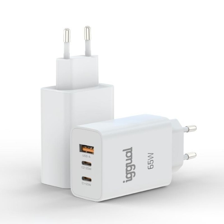 iggual cargador triple usb a + 2 x tipo c gan 65w