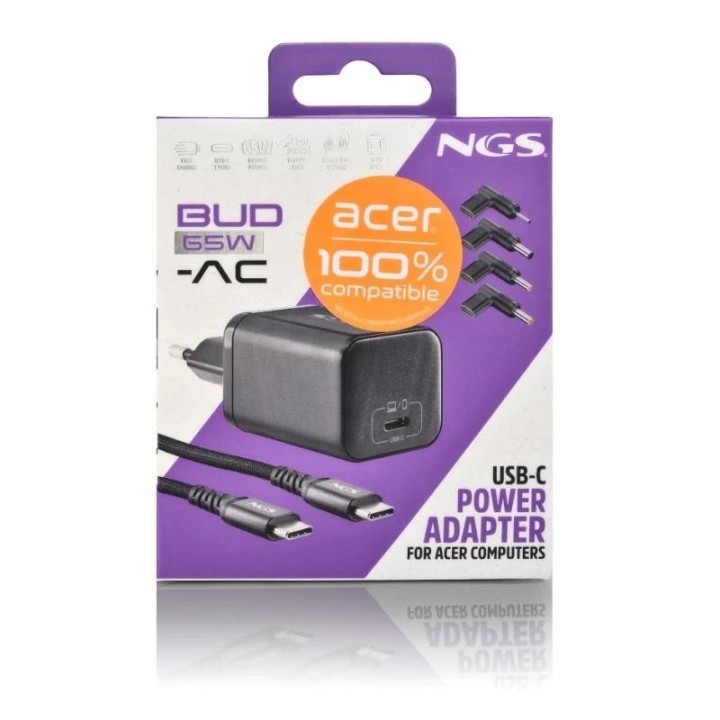 ngs pack carga usbc 65w+cabl 1,5m+5 clavij acer