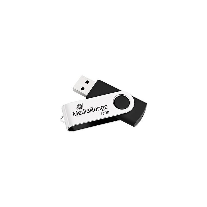 pendrive 16gb usb 2.0 mediarange silver black lectura 17mbs escritura 6mbs