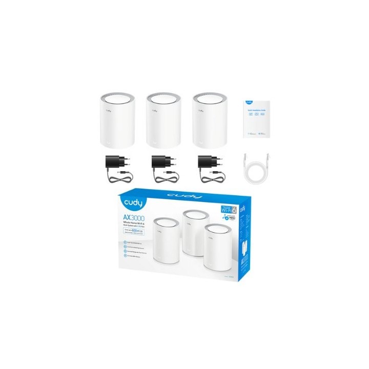 wireless lan repetidor cudy m3000 extensor  mesh 3pack blanco dualband chipset mt7981ba mt7976cn