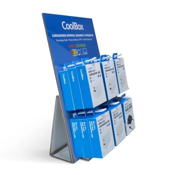 coolbox pack 12 cargadores gan2 + expositor