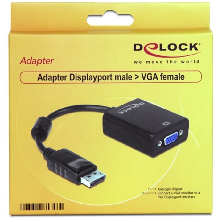 delock adaptador displayport macho/vga hembra negr