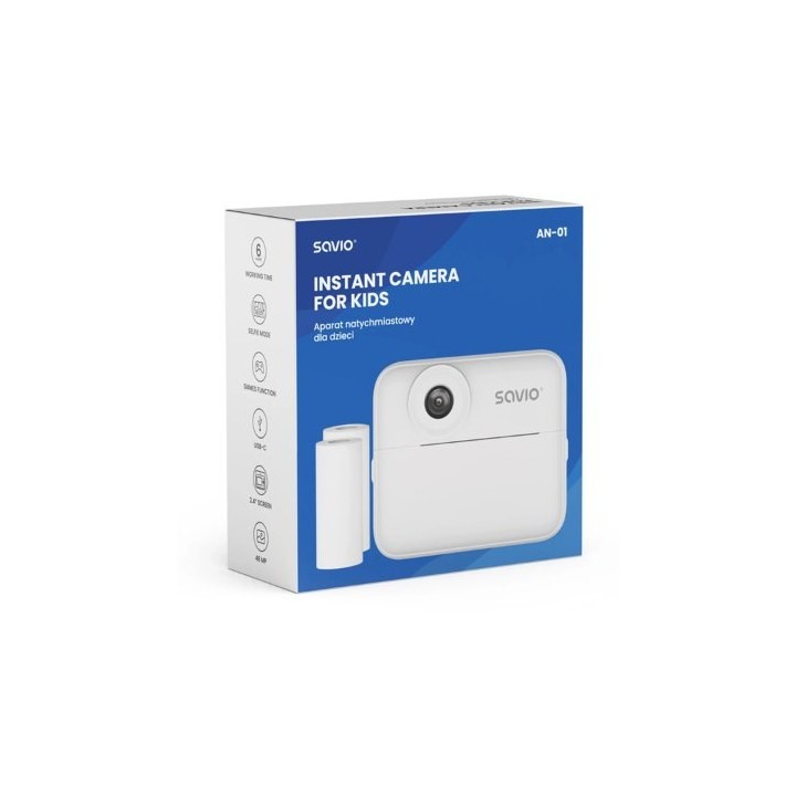camara instantanea savio an 01 white para ninos 2xthermal roll usb c cable lanyard stickers