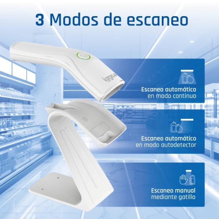 iggual lector codigo barras 2d usb boton blanco