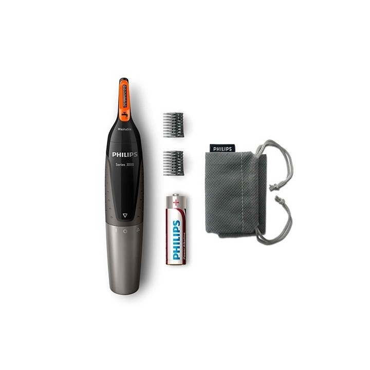 el recortador para nariz serie 3000 de philips elimina cuidadosamente el vello no deseado de la nari