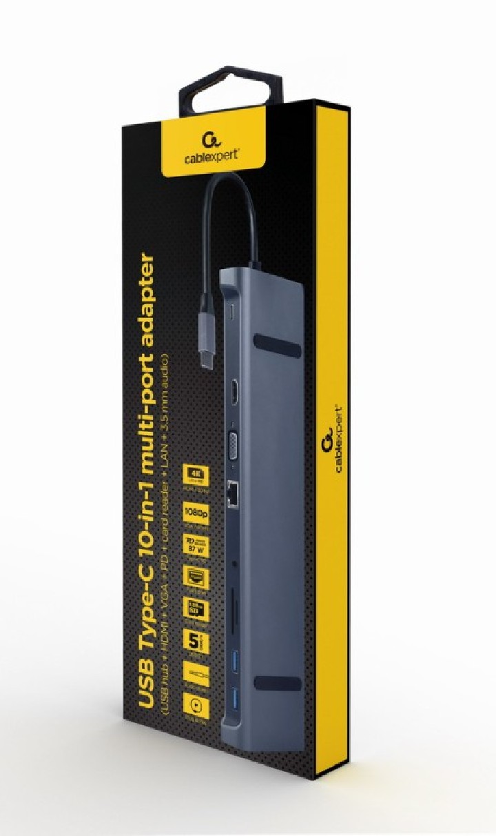 adaptador multipuerto usb tipo c 10 en 1 3 5 mm gris espacial