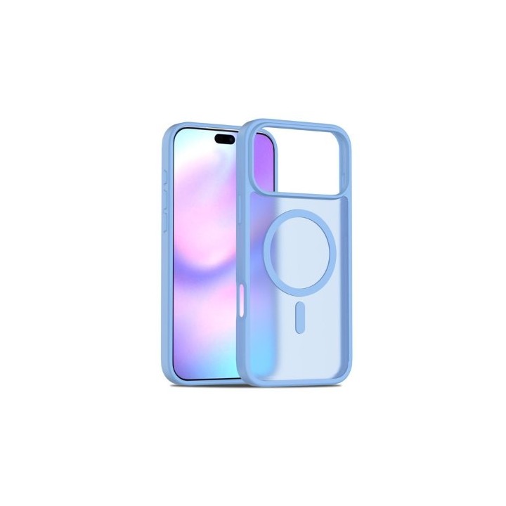 funda qcharx mate premium iphone 17 azul claro magsafe acrilica tpu flexible marco elevado 2d