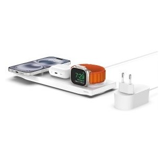 base de carga inalambrica belkin wiz016vfwh magsafe 3 en 1 apple iphone airpods watch blanco
