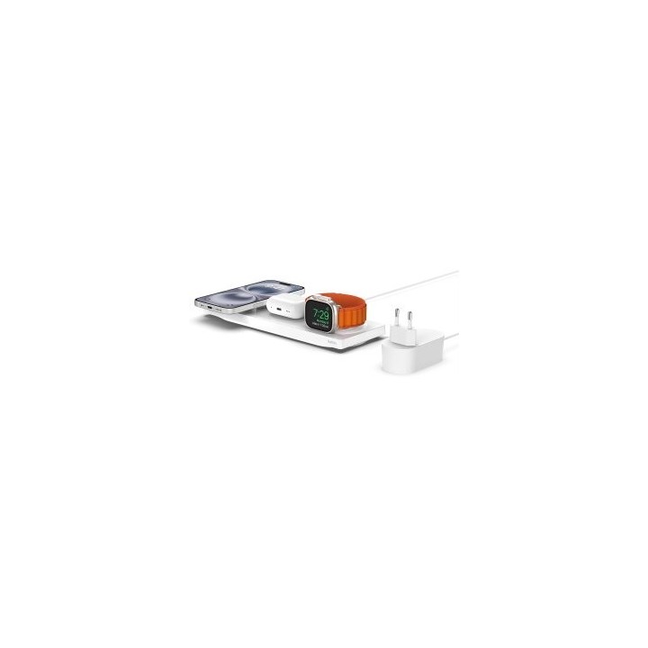 base de carga inalambrica belkin wiz016vfwh magsafe 3 en 1 apple iphone airpods watch blanco