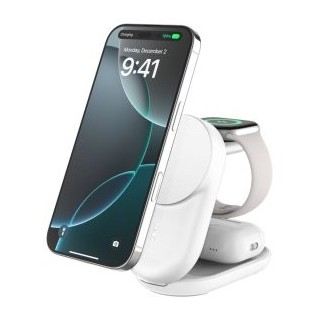 base de carga belkin ultracharge blanco magnetico plegable qi2 25w movil reloj y auriculares blanco