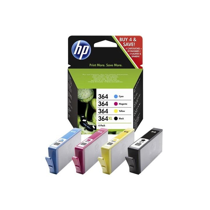 tinta hp n9j73ae  nao 364 pack cuatricolor c/m/y/bk