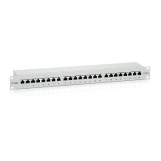 patch panel 24 puertos premium categoria 6 apantallado color gris claro