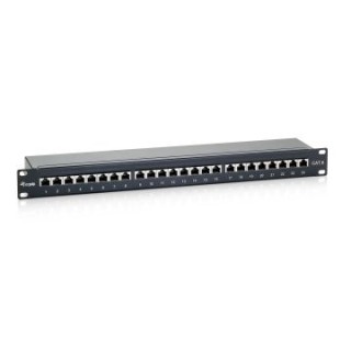 patch panel 24 puertos categoria 6 apantallado premium color negro