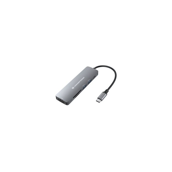 docking usb c conceptronic donn11 a 1xhdmi 1xusb c pd 100w 2xusb a 1xlector sd 1xlector microsd