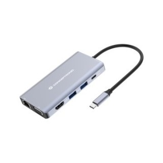 docking usb c conceptronic donn20g 1xhdmi 4k 1xvga 3xusb a 3.0 1xjack 1x1gb rj45 1xlector de tarjeta