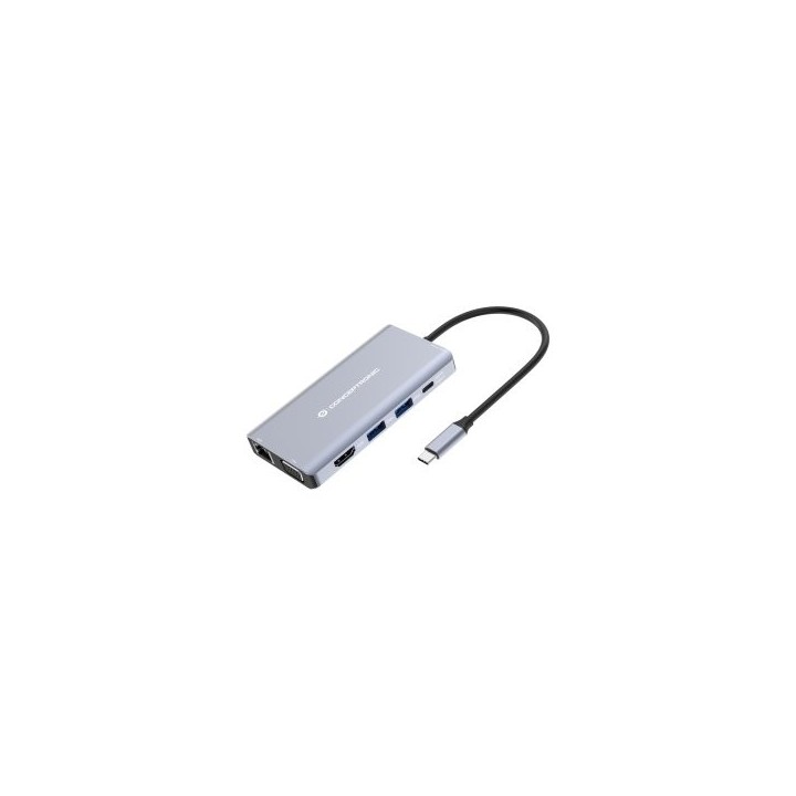 docking usb c conceptronic donn20g 1xhdmi 4k 1xvga 3xusb a 3.0 1xjack 1x1gb rj45 1xlector de tarjeta