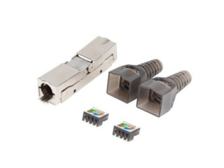 conector lanberg adaptador 2x rj45 cat6a ftp plug 8p8c tool less